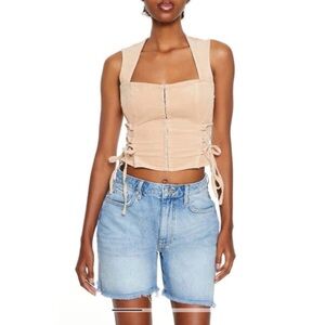 Forever 21 Lace-Up Corduroy Crop Top